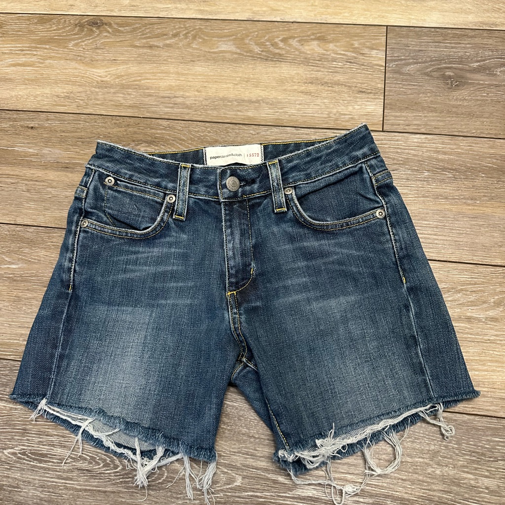 Paper Denim  Cloth Distressed Denim Shorts